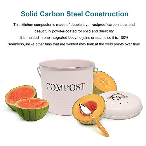 RELIANCER Compost Bin with 8 Free Charcoal Filters 1.3 Gallon 5 Liter