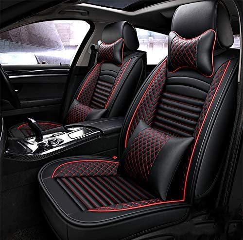 ZJYHYF 5 Car Seat Covers,Front And Rear Cushionspu Leather Auto Car Sear Cover Protectoranti-Slip Universal Car Seat Cushion Cover Full Set for SUV,Red