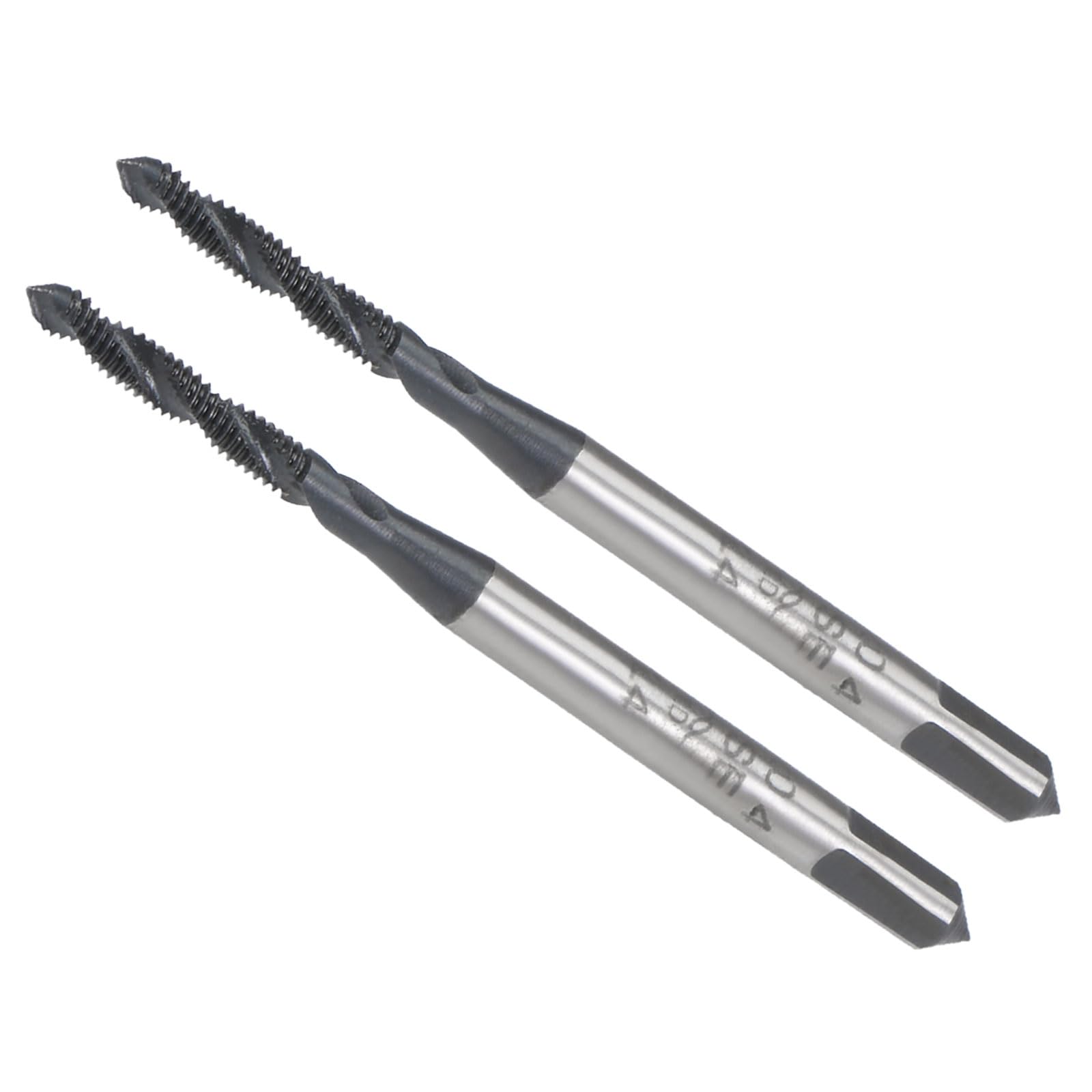 CoCud Spiral Flute Threading Tap, M2X0.4 Thread Size, Nitriding Coated HSS Tapping Tool - (Applications: for Processing Holes & Sticky Materials), 2-Pieces — image 1