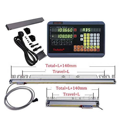 18" 40" 2 Axis Digital Readout DRO 5um Precision TTL Linear Glass Scale for CNC Milling Lathe EMD Machine 450mm+1000mm (2-3 Business Daysï¼‰