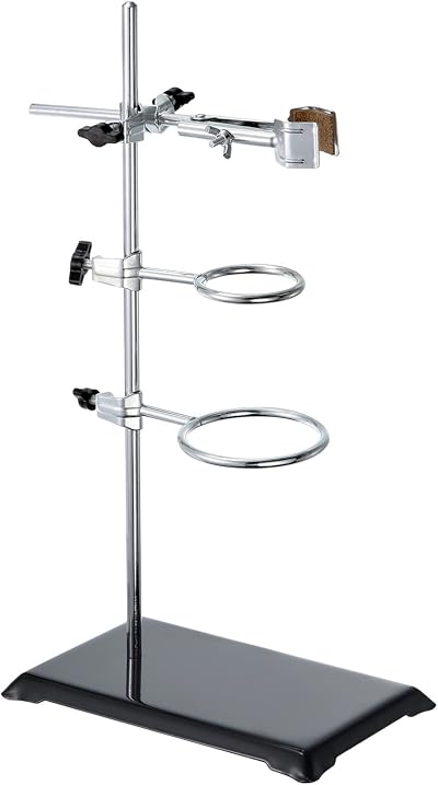 PATIKIL 16 Inch Lab Stand Set w/ Flask Clamp & 2 Retort Rings - Stainless Steel