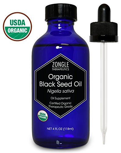 Zongle USDA Certified Organic Black Seed Oil, Unrefined Virgin, Cold Pressed, Nigella sativa, 4 oz