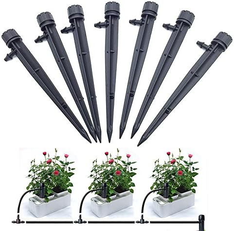 Oubest 25 PCS Irrigation Drippers Drip Irrigation Emitters Stake Adjustable Micro Water Flow 360 Degree Drip System for 1/4" Tube