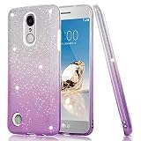 LG K20 Plus Case,LG K10 2017 Case,LG K20 V Case, DAMONDY 3 In 1 Bling Flexible Gradient Ultra Thin TPU Soft Glitter Paper Forsted PC Hard Back Cover Case for LG K20 Plus/Harmony/K20 V -purple