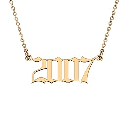 GR859C Birth Year Necklace Old English Number 2007