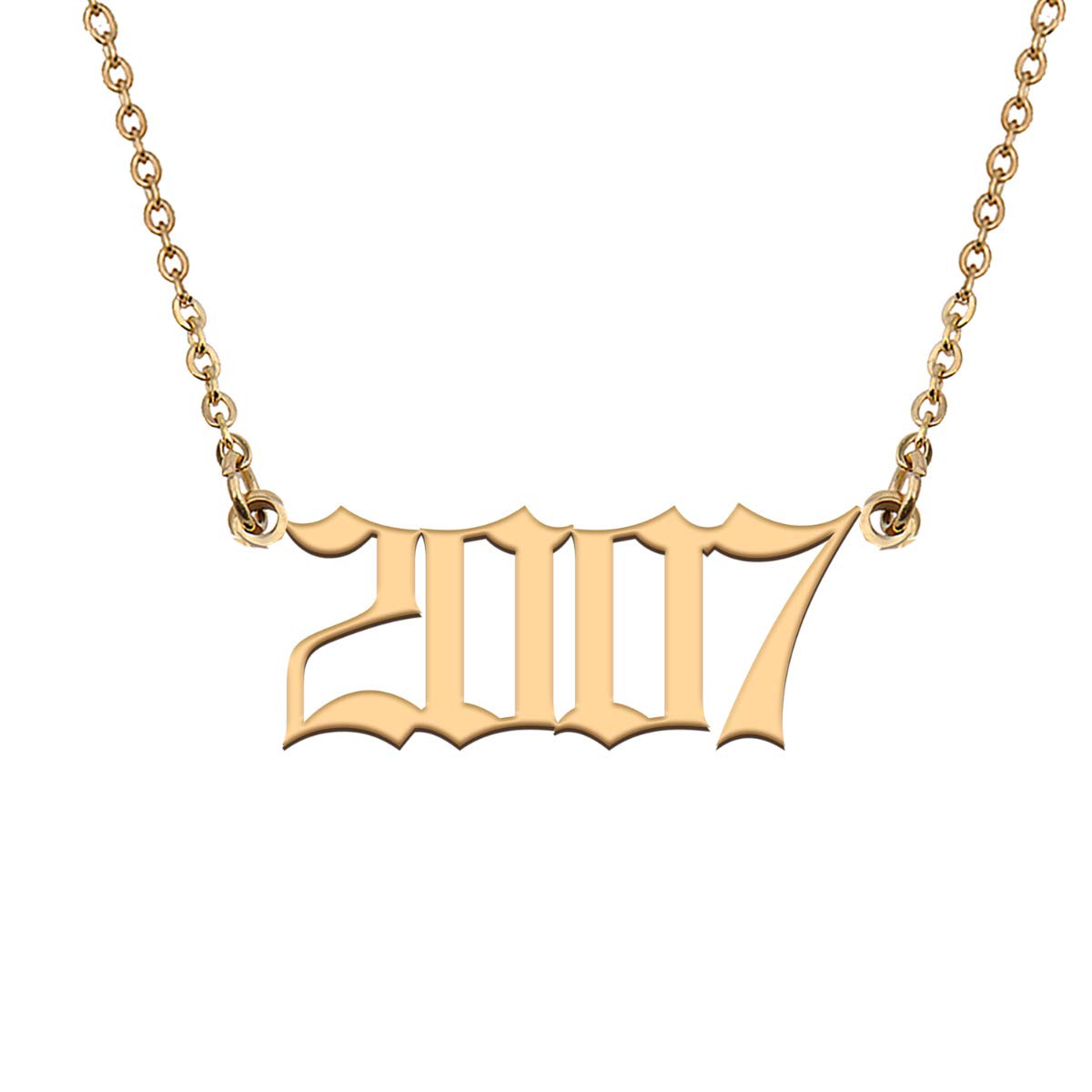 GR859C Birth Year Necklace Old English Number 2007