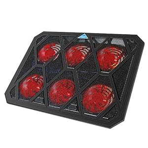 VOXON-Laptop-and-Notebook-Cooling-Pad-With-6-Fans-at-1400-RPM-and-Red-LED-Laptop-Cooler-fits-up-tp-19 VOXON Laptop and Notebook Cooling Pad, Gaming Laptop Stand, 65CMF, With 6 Fans at 1400 RPM, 12 Red LED Laptop Cooler…