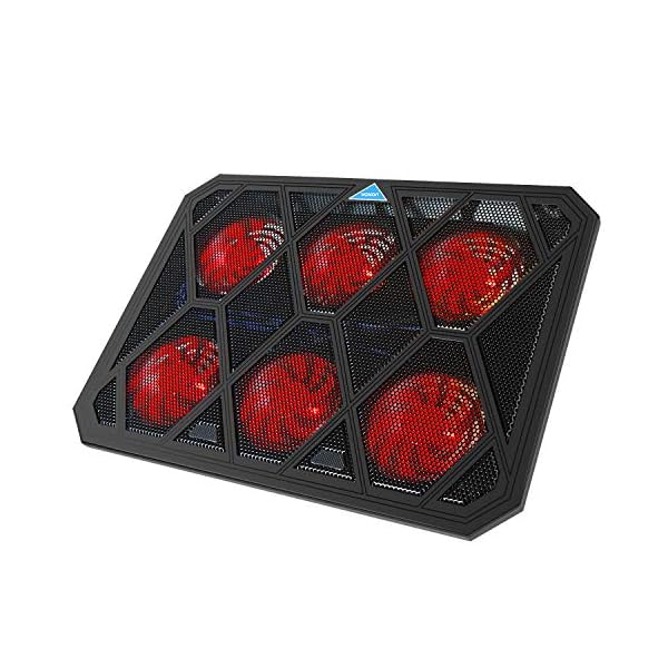 VOXON-Laptop-and-Notebook-Cooling-Pad-With-6-Fans-at-1400-RPM-and-Red-LED-Laptop-Cooler-fits-up-tp-19 VOXON Laptop and Notebook Cooling Pad, Gaming Laptop Stand, 65CMF, With 6 Fans at 1400 RPM, 12 Red LED Laptop Cooler…