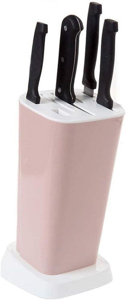 Gaoominy Home Tableware Knife Block 7 Different Slot Multifunction Plastic Knife Stand Holder For Knives Kitchen Accessories Pink