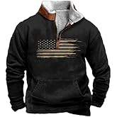 BIVENANT Patriotic Hoodies for Men American Flag Graphic Hoodie Fleece Mens Pullover 1/4 Zip Sweatshirts with Pockets