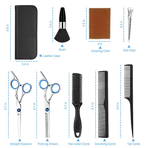 Bivan 11pcs Hair Cutting Scissors Kits, Professional Hairdressing Scissors and Hairdresser Thinning Scissors Upgraded Barber Salon Home Shear Haircut Scissor Kit for Kids, Women and Men