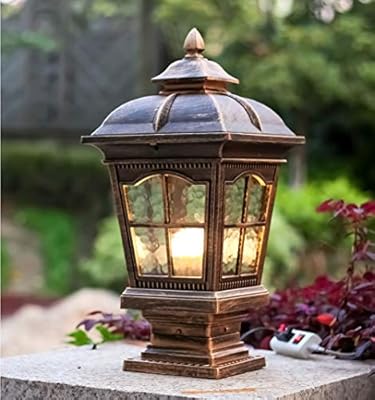 Lcxliga Waterproof Retro Household Column Light Rainproof Outdoor