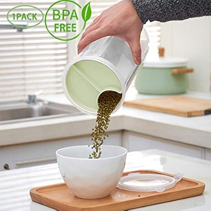 Boite Cereales Boite Hermetique Alimentaire Rangement Stockage Pot Farine 4 Cloison Pratique Durable Transparent Etanche Sans Bpa Securitaire Pour Cereales Riz Farine Pates Noix Grains Epices Vert Amazon Fr Cuisine Maison