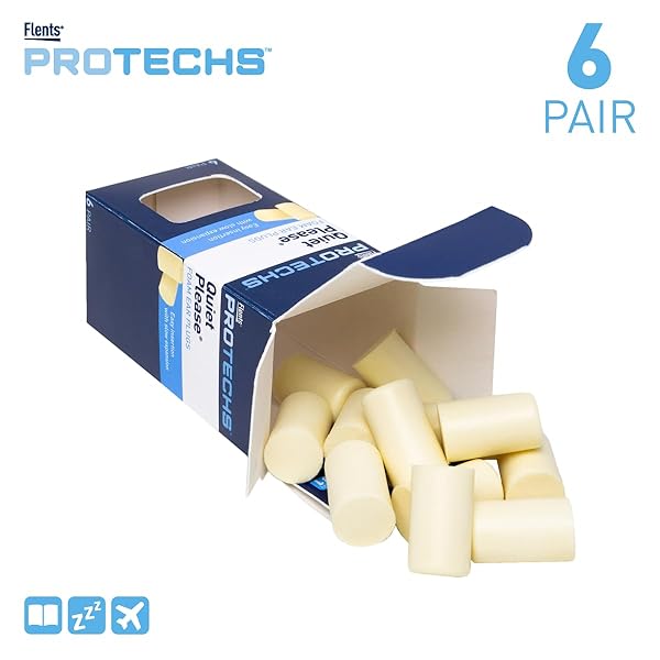 FLENTS EAR PLUGS, 6 PAIR FOR SLEEPING, SNORING, LOUD NOISE, TRAVELING, CONCERTS, CONSTRUCTION, & STUDYING, FOAM EARPLUGS, NRR 29 **NEW FORMULA**