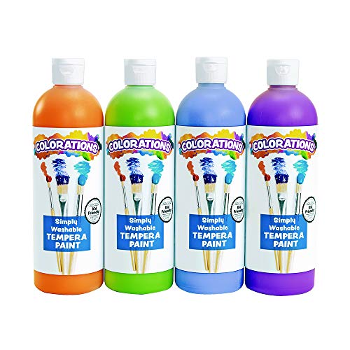 Colorations Simply Washable Tempera Paints, 16 fluid ounces oz, Set of