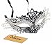 Coxeer Pretty Elegant Lady Masquerade Halloween Mardi Gras Party Mask (Black & Silver)