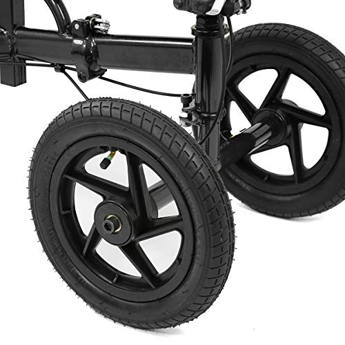 Clevr Quad All Terrain Foldable Medical Steerable Knee Walker Scooter, Black, Walking Aid Roller for Foot Injuries, Height Adjustable Crutch Alternative, Deluxe Brake System & Basket - Thumbnail 5