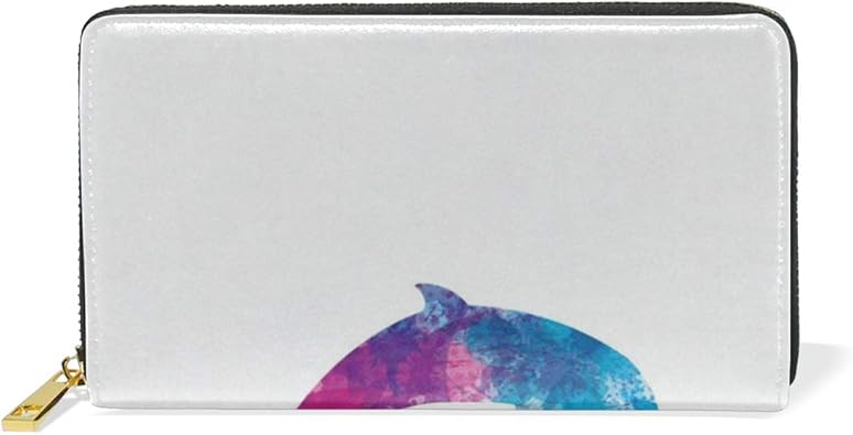 Amazon 長財布 おしゃれ 本革 大容量 かわいい レディース イルカ柄 ドルフィン柄 ホワイト マグボトル 財布 小銭入れ コインケース ウォレット メンズ ファッション お洒落 ファスナー 10代 代 プレゼント レディースバッグ 財布