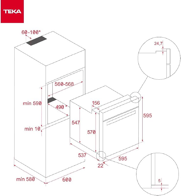Forno multifunções 60 cm, sistema de limpeza HydroClean ECO, 6 modos de cozedura, 5 alturas de cozedura, 1 tabuleiro e 1 grade, Classe A, Modelo HSB 615 S
