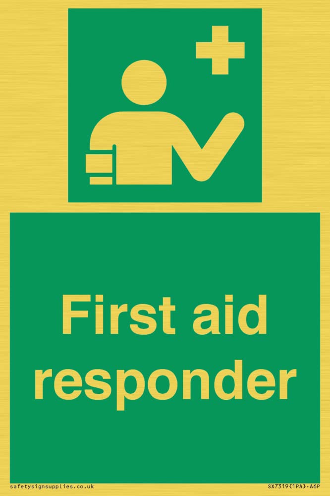 First aid responder Sign - 100x150mm - A6P