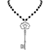 YZMOXNL Witch Key Black Bead Necklace Gothic Choker Rosary Witch Jewelry Accessory for Women
