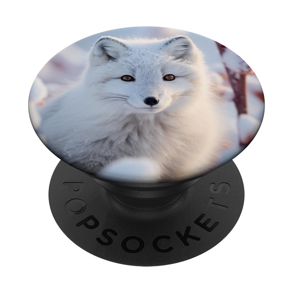 White fox Iceland Arctic Fox Animal Wildlife Winter lover PopSockets Swappable PopGrip