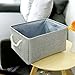 TheWarmHome Collapsible Rectangular Household Fabric Storage Organizer Basket with Handles for Kids,Grey