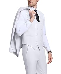 Men's 3 Piece Slim Fit Suit, White Wedding Suits