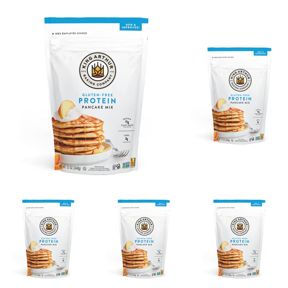 King Arthur Flour Gluten Free Protein Pancake Mix, Non-GMO Project Verified, No Sugar Added, Non-Dairy, 12 Oz (Pack of 5) Image