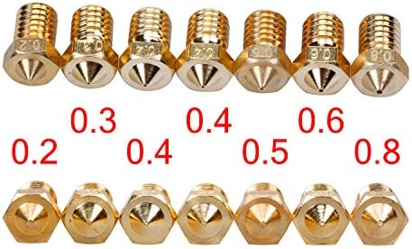 7pcs E3D V5 V6 Nozzles with Sealed Leakproof Tape for 3D Printer 0.2mm 0.3mm 0.4mm 0.5mm 0.6mm 0.8mm