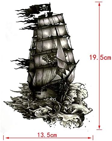 Amazon 5ピース黒真珠海賊船防水一時的な入れ墨原宿男性フェイクタトゥースリーブヘナtatuajesテンポラル釣り Diy 工具 ガーデン