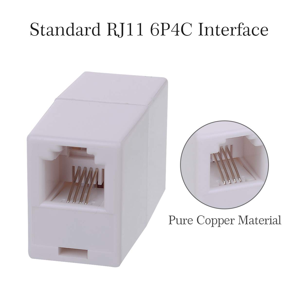 Coupler Telephone,SHONCO 2Pack RJ11 6P4C Inline Couplers,Phone Line