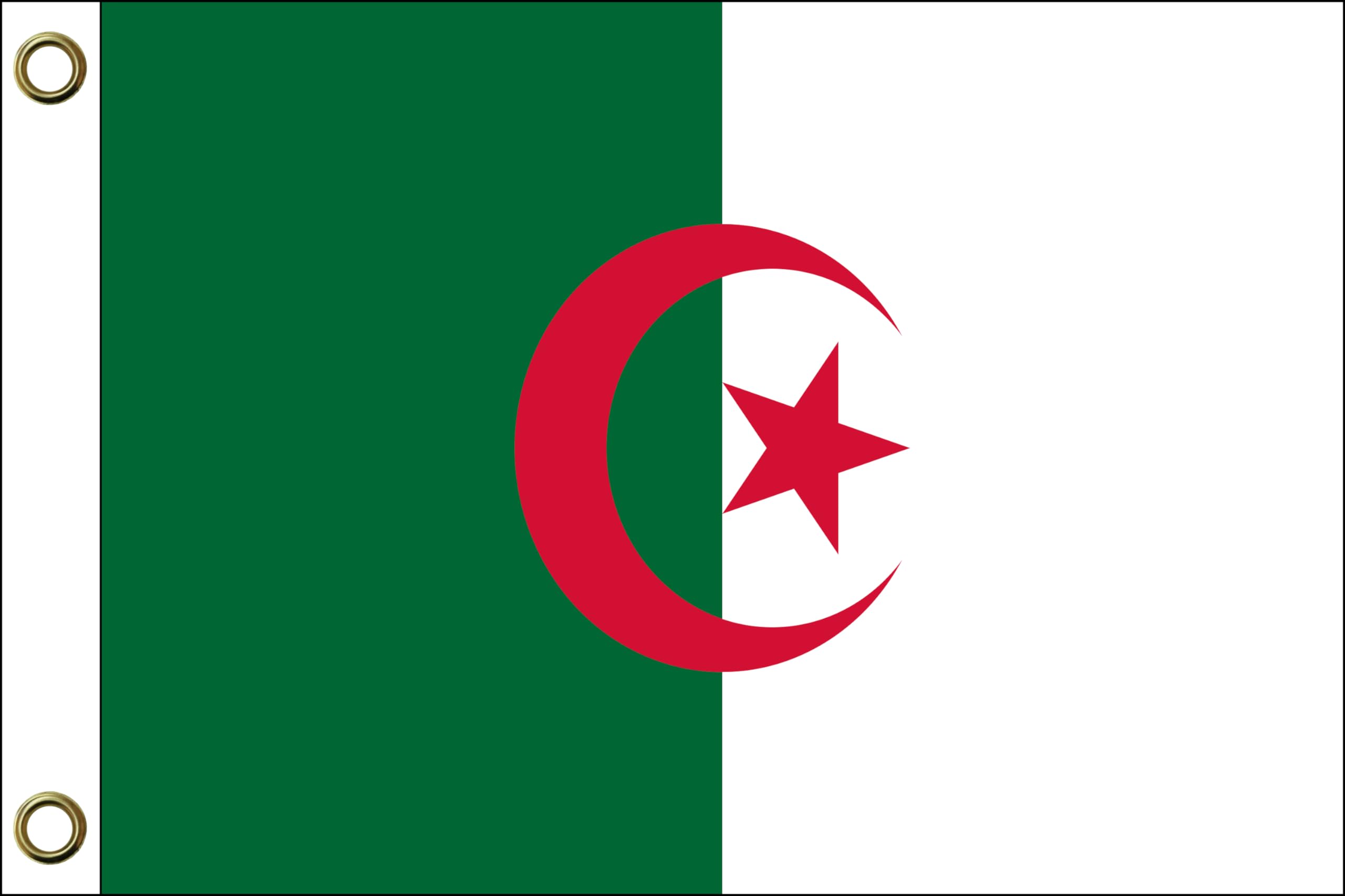 Algeria flag, 150 cm x 90 cm / 90 x 150 cm, weatherproof and durable, polyester with two eyelets