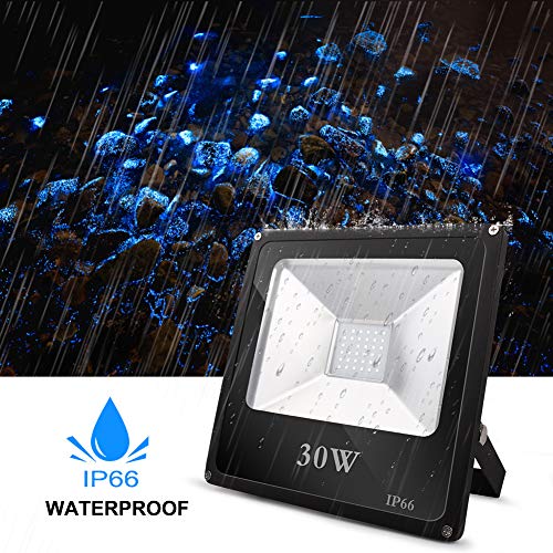 UV Black Light, Lightimetunnel 30W Led Flood Light Bulb Outdoor IP66 Waterproof Blacklight with 5-Pack Fluorescent Tape for Blacklight Party Supplies, Neon Glow, Birthday Wedding Stage Lighting