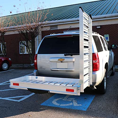Hitch Mounted Aluminum Carrier with Ramp for Mobility Wheelchairs and