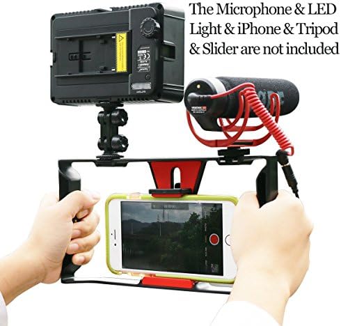 Smartphone Video Rig, iPhone Filmmaking Recording Vlogging Rig Case, Phone Movies Mount Stabilizer for Mobile Phone Videomaker Film-maker Videographer for iPhone 7 Plus Samsung by Prokitline