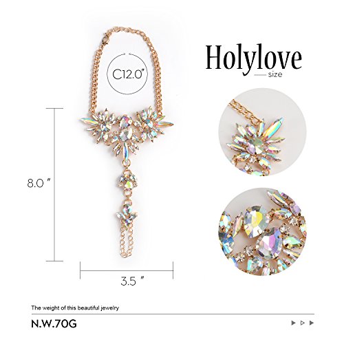 Holylove Foot Jewelry for Women Barefoot Sandals Beach Crystal Anklets Chains Wedding Vocation 1 Pair with Gift Box - HLAB007 Crystal - Thumbnail 3