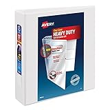 Avery Heavy Duty View 3 Ring Binder, 2" One Touch Slant Ring, Holds 8.5" x 11" Paper, 1 White Binder (79792)