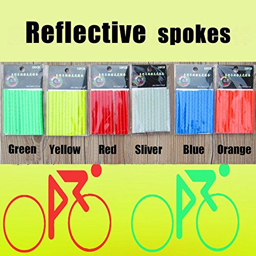 GOOTRADES 6 Sets/72pcs Bicycle Wheel Spoke Reflector Reflective Mount Clip Tube Warning Strip - Thumbnail 2