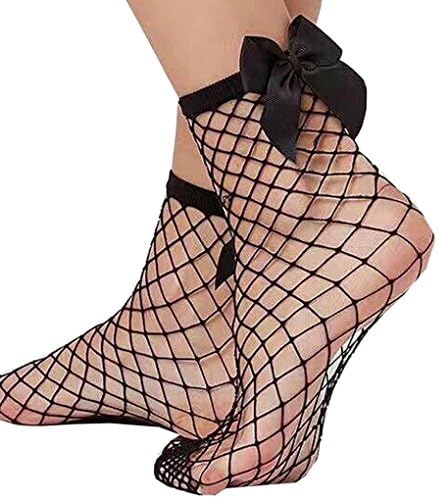 Vcenty Sexy Mesh Lace Fish Net Tights Leggings Ankle Short Socks For Women (Black)