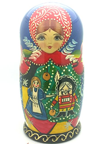 Nutcracker fairy tale Russian Hand Carved Hand Painted Nesting 5 piece DOLL Set 7" tall / ballet