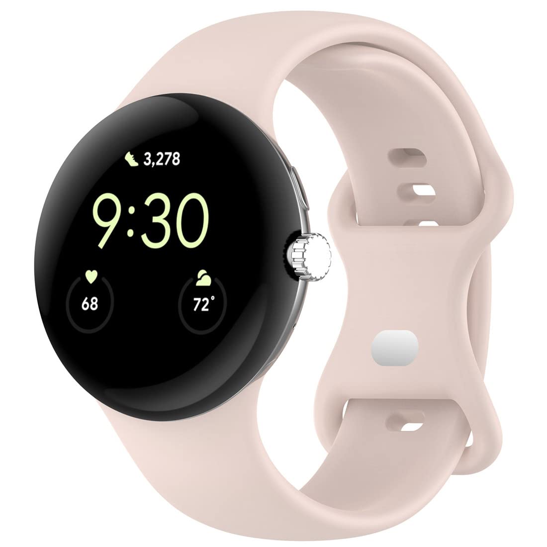 Braleto Strap Compatible with Google pixel watch,Soft Silicone Sport Replacement Straps for Google pixel watch,Large&Small (Small(5.5''-7.1''), Pink)