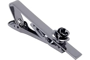 Jonwo Rose Flower Men's Tie Clip With Presentation Box Tie Bar for Gentleman Regular Necktie Tie Clip for Daily Business Anniversary Wedding Occasions