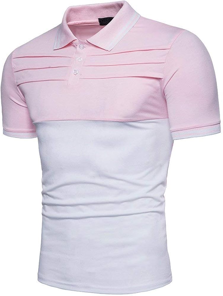 Mieuid Men's Polo Shirt Summer Oversize Polo Shirt Bicolor Daily Casual Chic Lapel Short Sleeve 