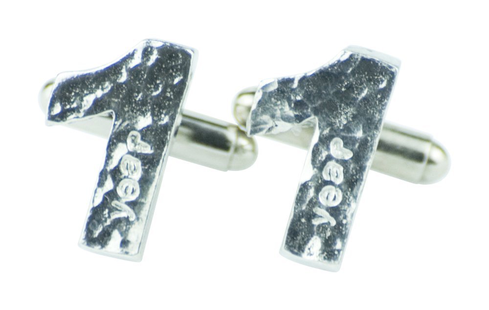 1 Year Anniversary Cuff links - Hammered Rustic Effect Made for the Perfect 1st Anniversary Gift, Made In UK