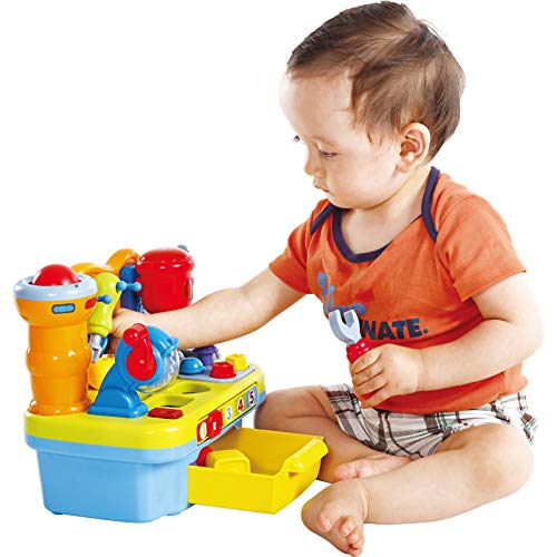 Zoostliss Musical Learning Tool Workbench Work Bench Toy Activity Center for Kids with Shape Sorter