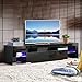 SUNCOO TV Stand Media Console Cabinet LED Shelves with 2 Drawers for Living Room Storage High Gloss Black for up to 72-inch TV Screens