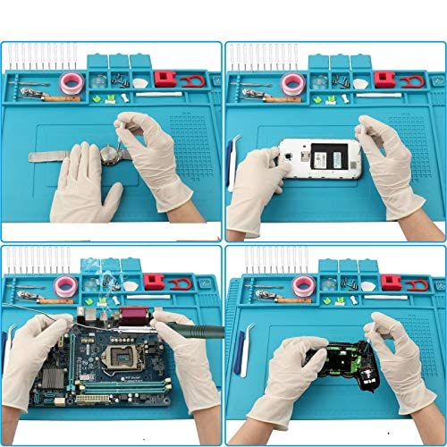 YUSHIHU Silicone Soldering Mat, 500℃ Heat-Resistant Silicone Work Repair Mat, Multi-Purpose Magnetic Electronics Repair Pad with Built-in Scale Ruler and Screw Notches, 45 * 30cm