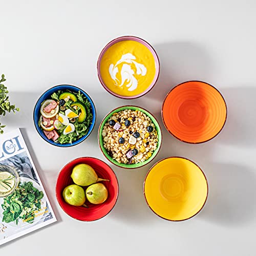 vancasso Bonita Cereal Bowls Set of 6, 27 oz/820 ml Ceramic Soup Bowls, Serving Bowls for Salad, Noodle, Porridge, Rice, Dishwasher & Microwave Safe, Warm Color