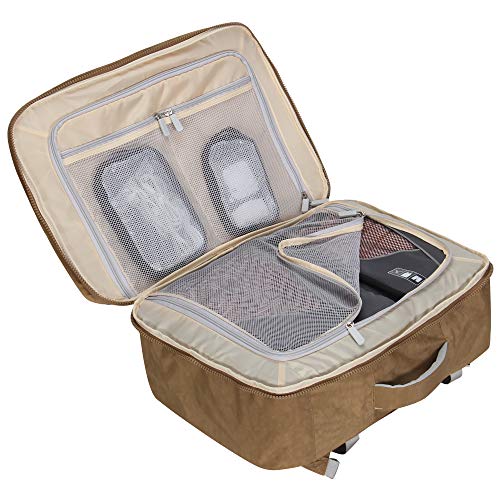 Hynes Eagle 44L Carry on Backpack Flight Approved Compression Travel Pack Cabin Bag Khaki with Grey 3PCS Packing Cubes 2018